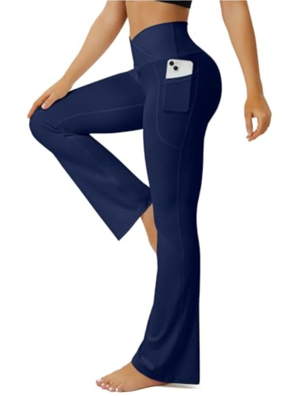 Flare Leggings High Waisted Crossover Yoga Pants with Pockets Bootcut